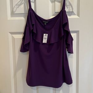 Express purple cold shoulder top